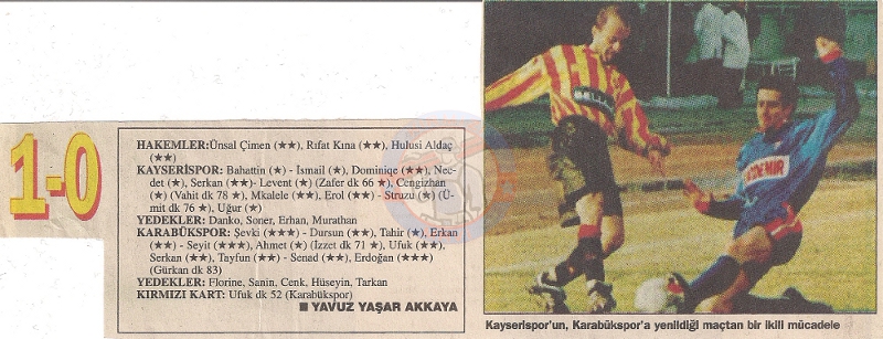 NOSTALJİ | Kayserispor – Karabükspor | 18.01.1998